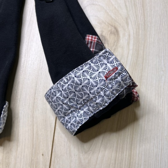 MACEOO Men's Long Sleeve Geo Polo Shirt Black Men Size Medium 100% Cotton - Picture 5 of 16